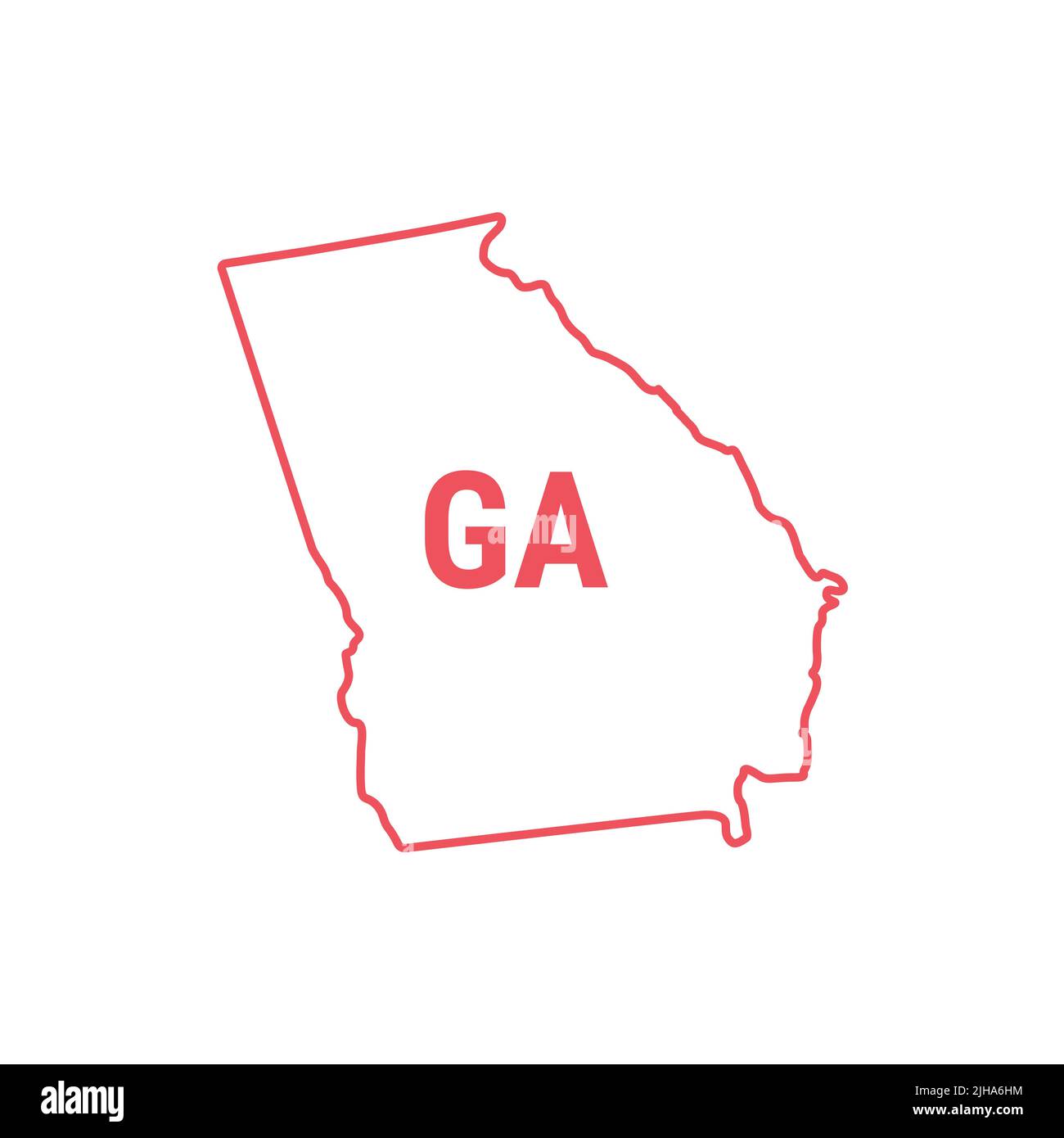 US state map red outline border. illustration isolated on white
