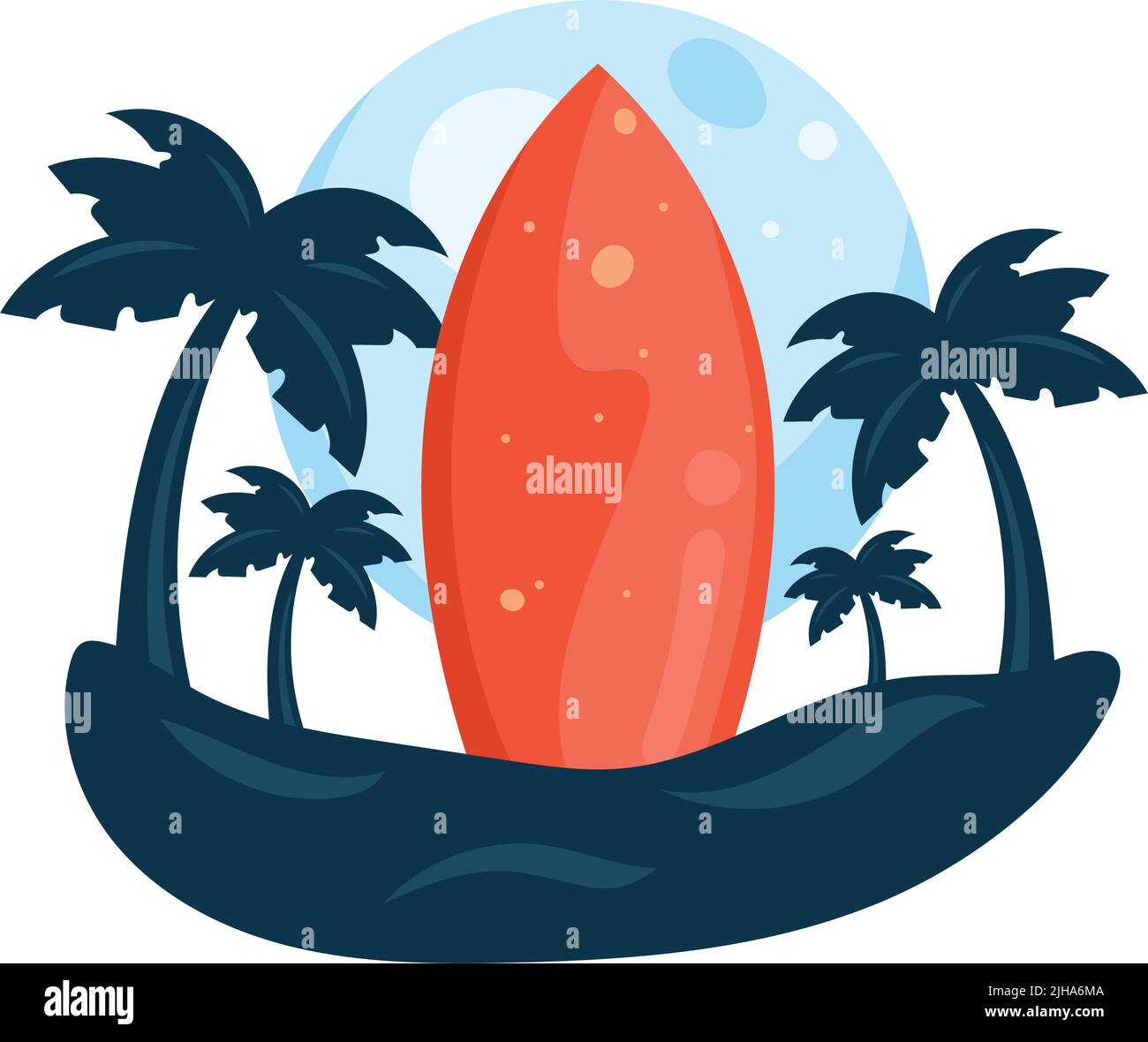 beach with surfboard and palms Stock Vector Image & Art - Alamy