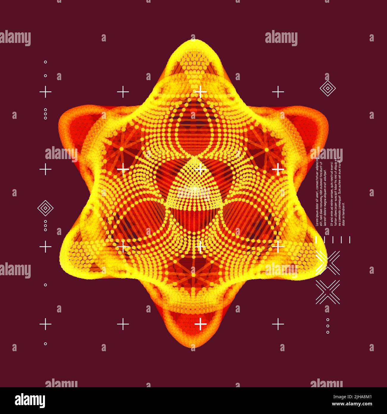 Crystal. Object with lines and dots. Molecular grid. 3d technology style with particle. Vector illustration. Futuristic connection structure for chemi Stock Vector