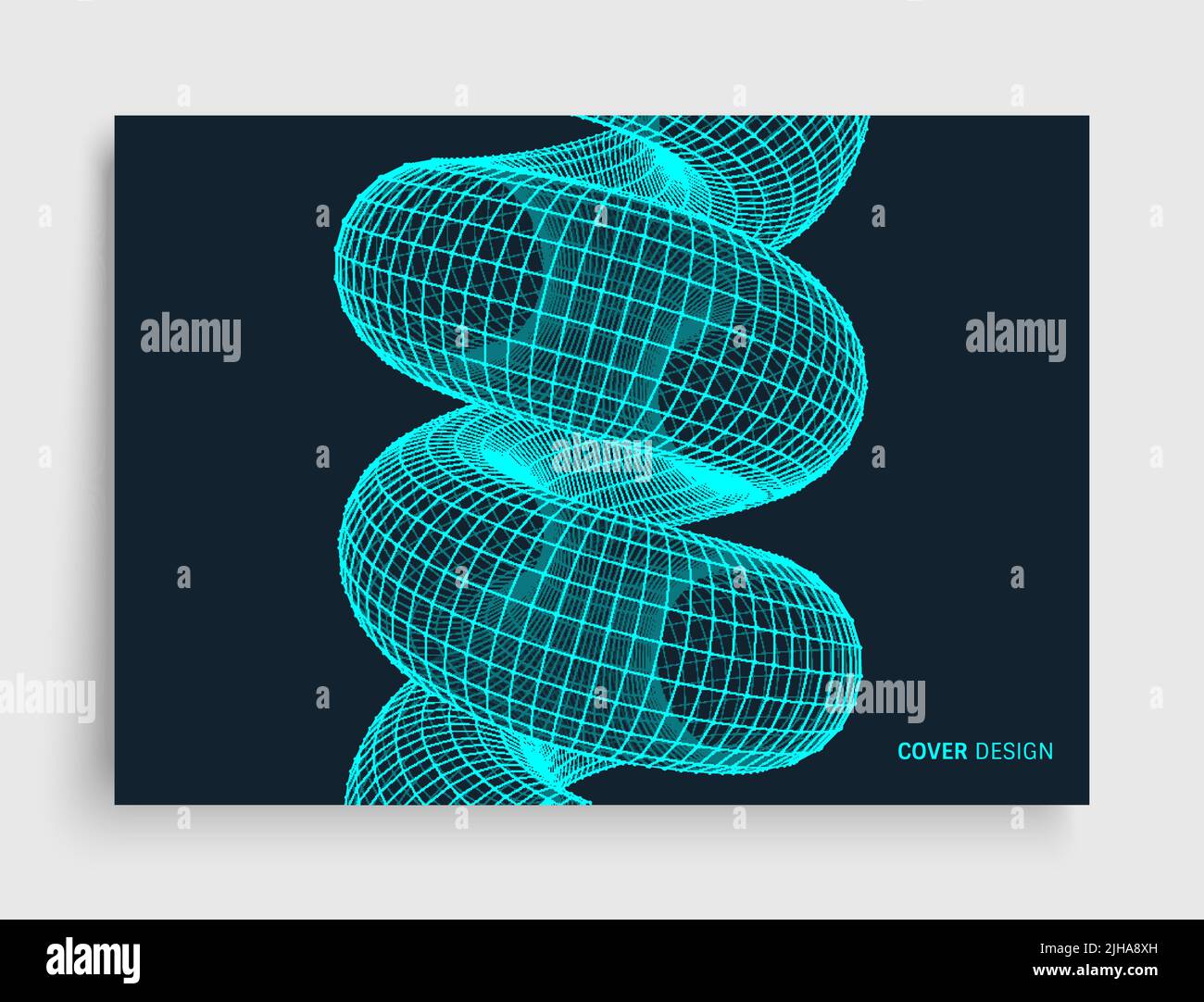 Cover design template. Spiral. Connection Structure. Abstract grid design. 3d vector illustration for science, technology. Stock Vector