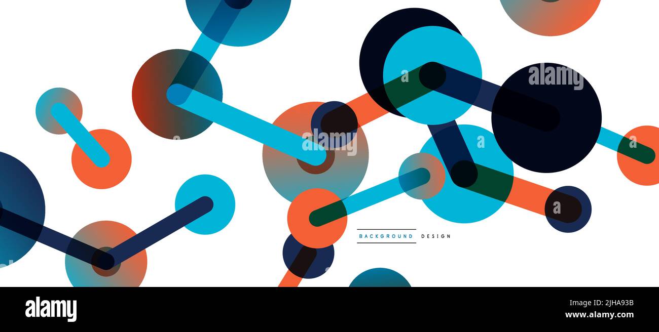 Abstract background. Round dots connected by lines. Trendy techno business template for wallpaper, banner, background or landing Stock Vector