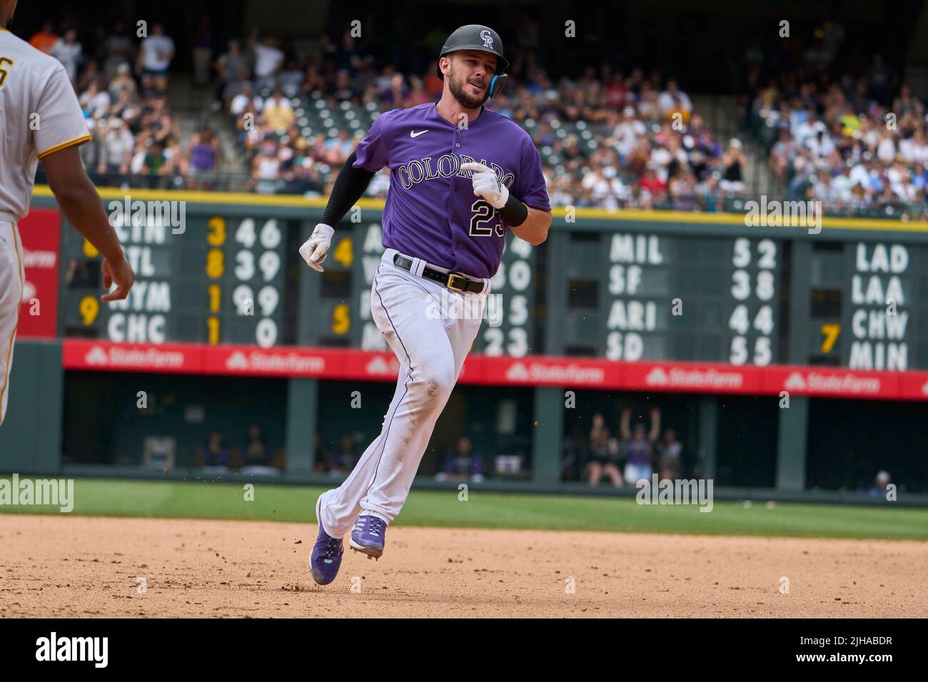 Colorado Rockies left fielder Kris Bryant (23) during the seventh