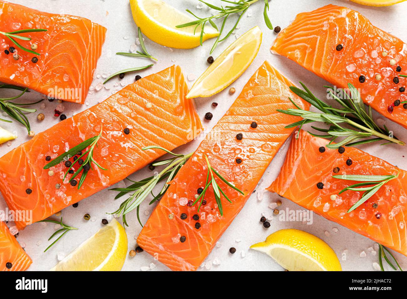 Salmon. Fresh raw salmon fish fillet on white background Stock Photo ...