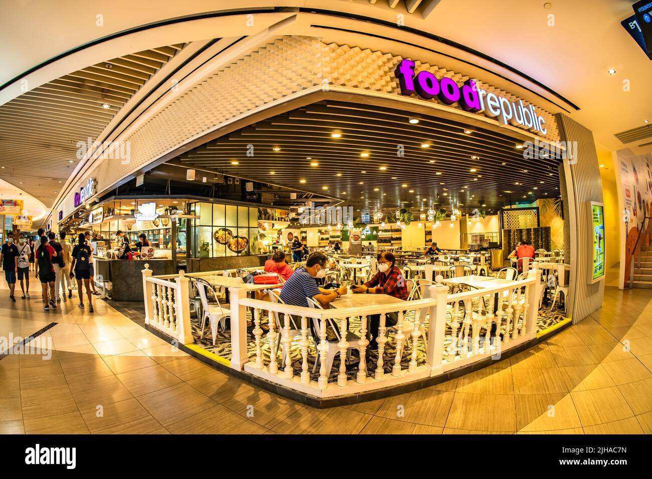 Food Republic restaurant in Suntec City Mall. This food court chain is run by the BreadTalk Group based in Singapore. Stock Photo
