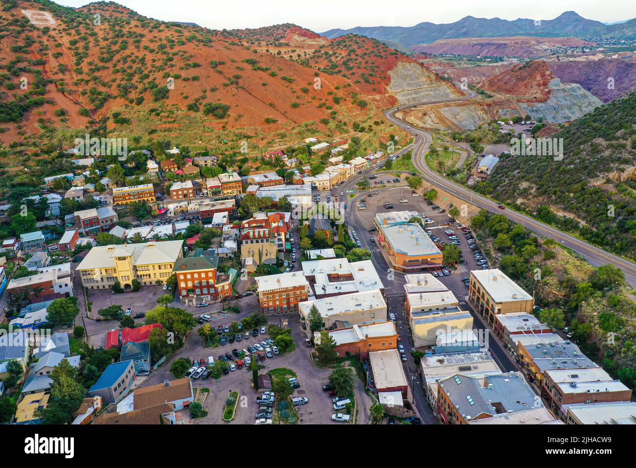 Bisbee, aerial view of Bisbee city in Arizona United States. Old West
