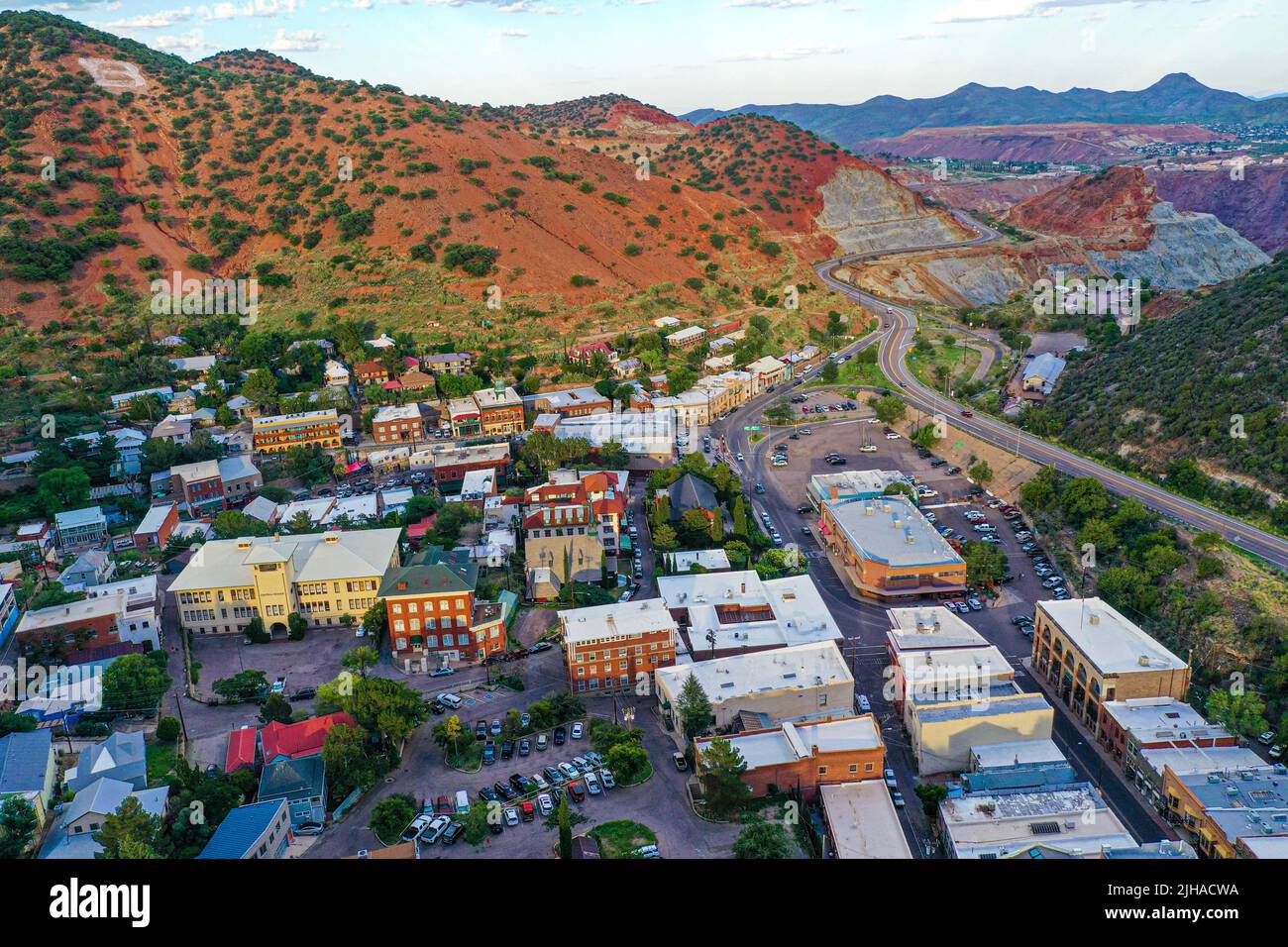 Bisbee, aerial view of Bisbee city in Arizona United States. Old West