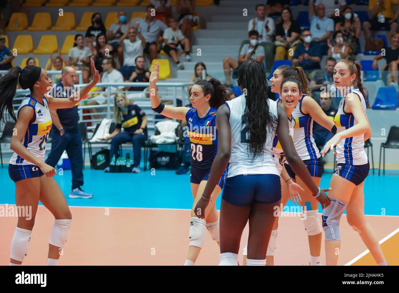 Exultation Of The Italian Players During The Volleyball Intenationals Cev U21 Volleyball European Championship 22 Women Italy Vs Turkey On July 16 22 At The Pala Tatarella In Cerignola Italy