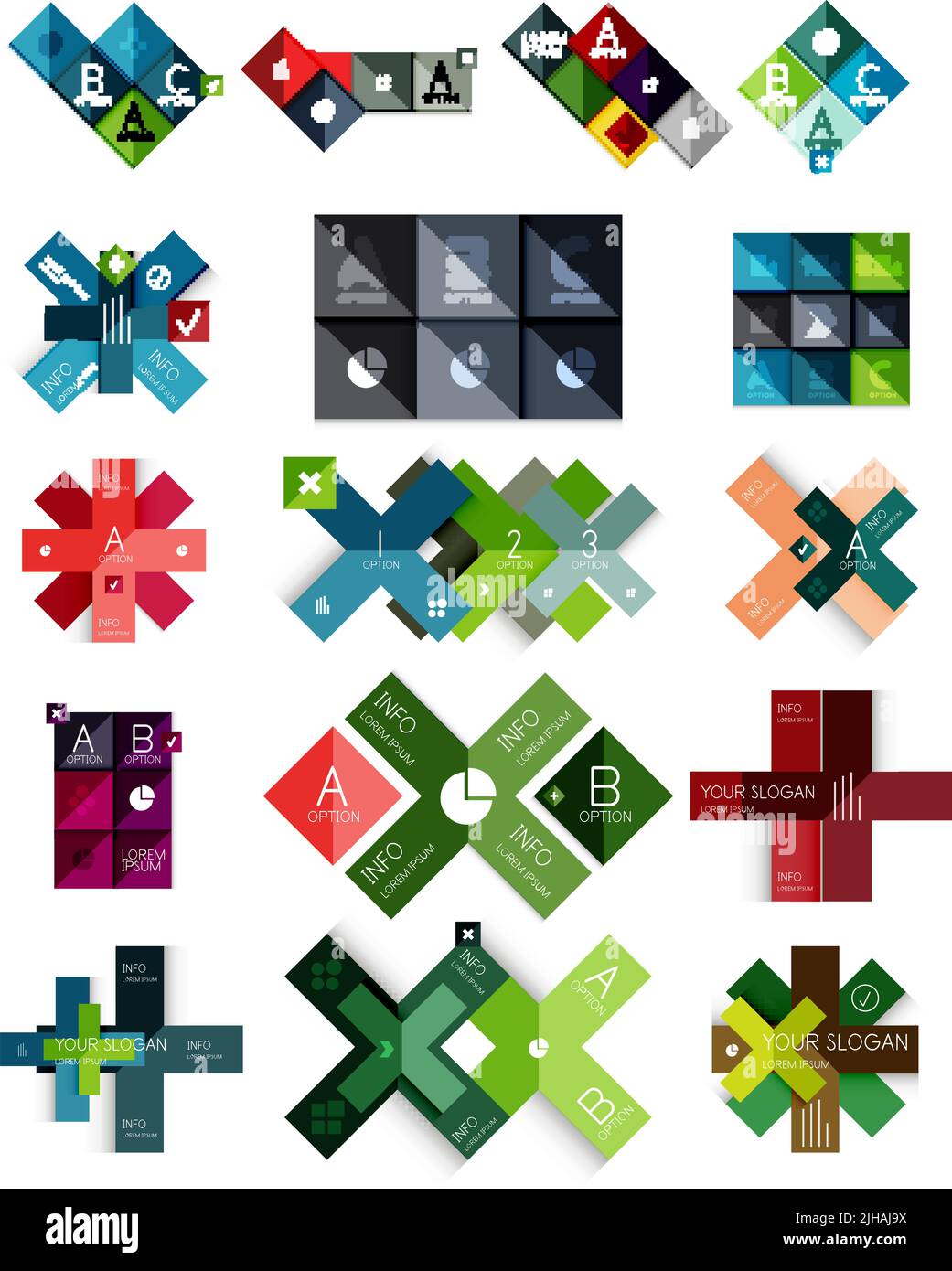 Vector set of flat paper banners for web design, business templates ...