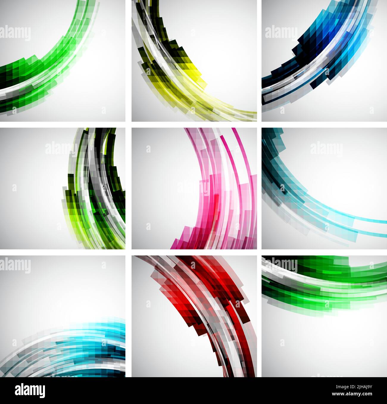 Set of 9 vector abstract backgrounds: colorful wavy lines Stock Vector ...