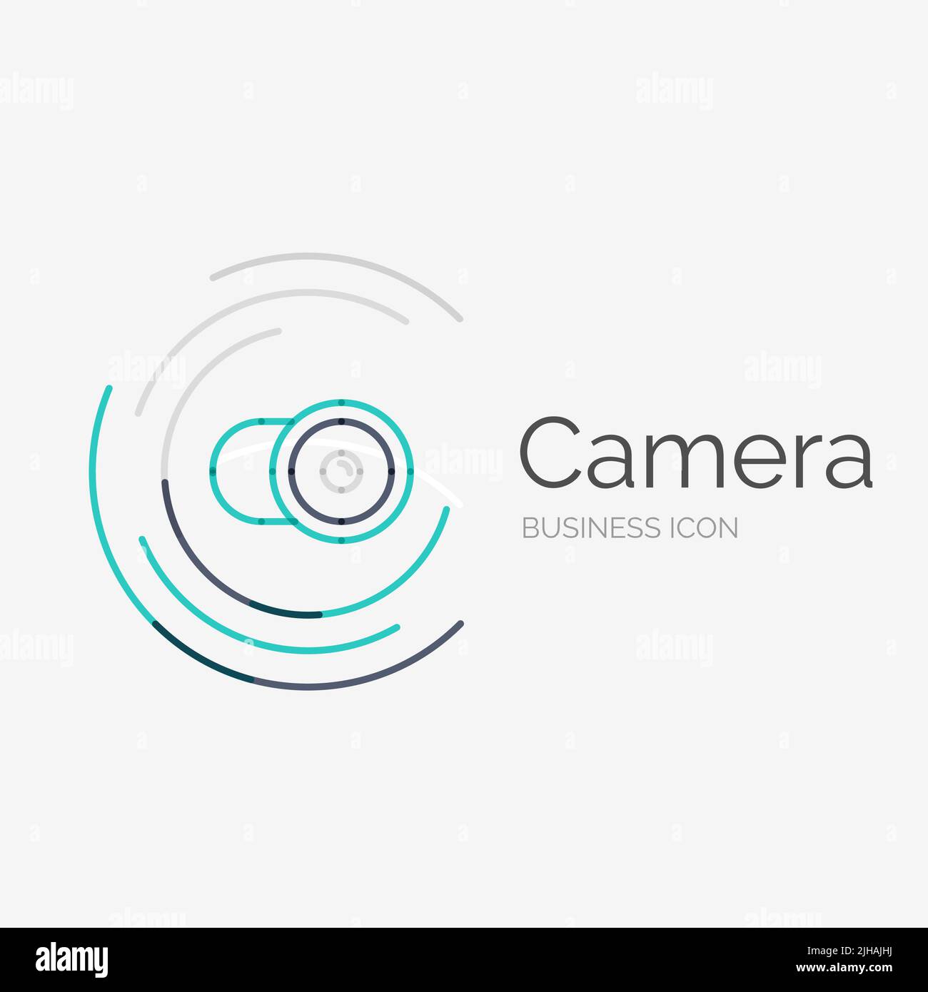 Thin line neat design logo, clean modern concept, camera idea Stock Vector