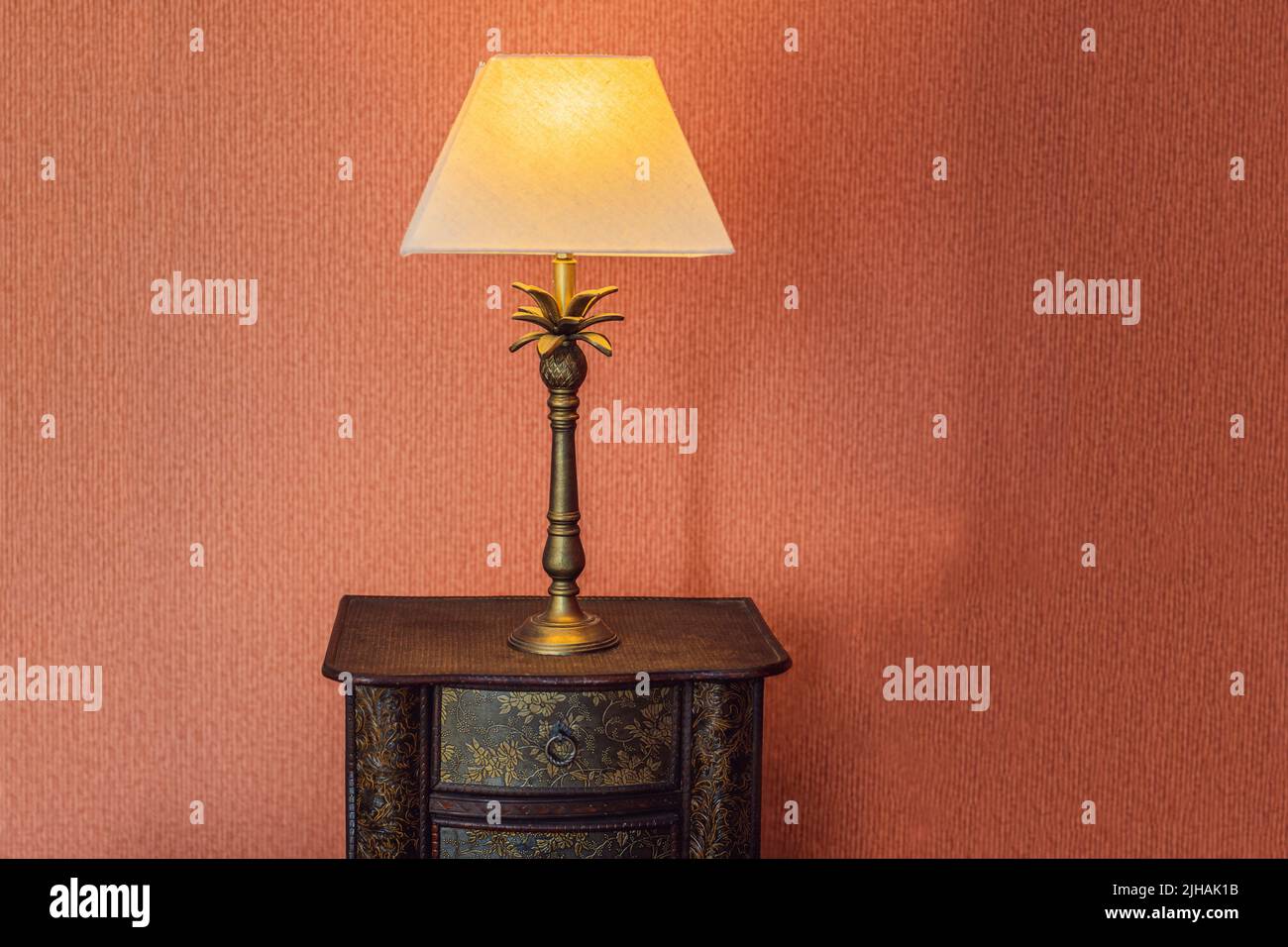 Bright eco light in the corner of a modern bedroom. New led technology