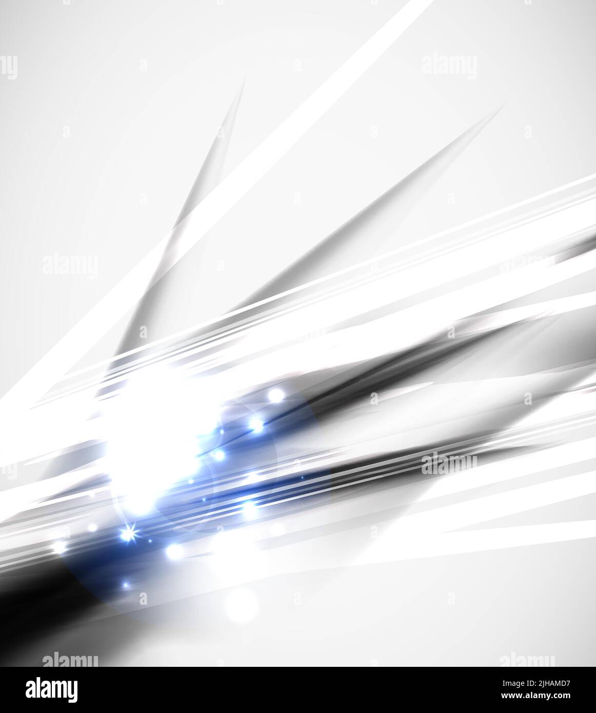 Grayscale abstract geometric line background with blue sparkling Stock Vector