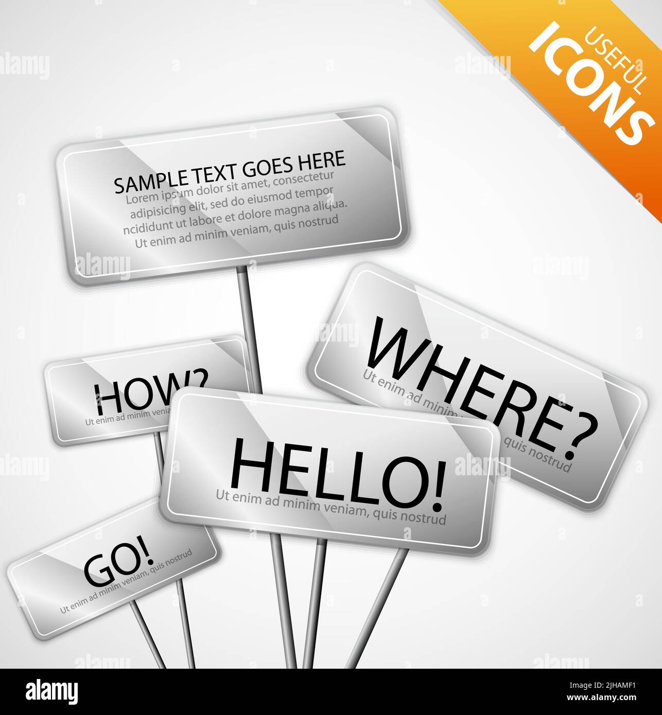 Message boards metal plates. Eps10 vector illustration Stock Vector