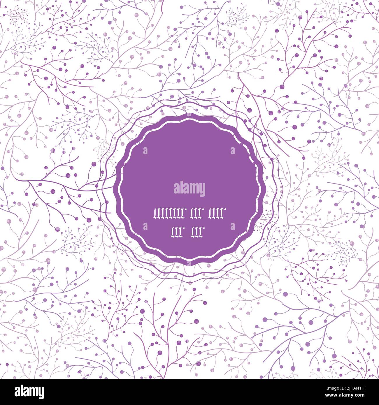 Lilac purple seaweeds line art hand drawn vector seamless frame pattern background. Abstract grunge texture background pattern. Great for all uses Stock Vector