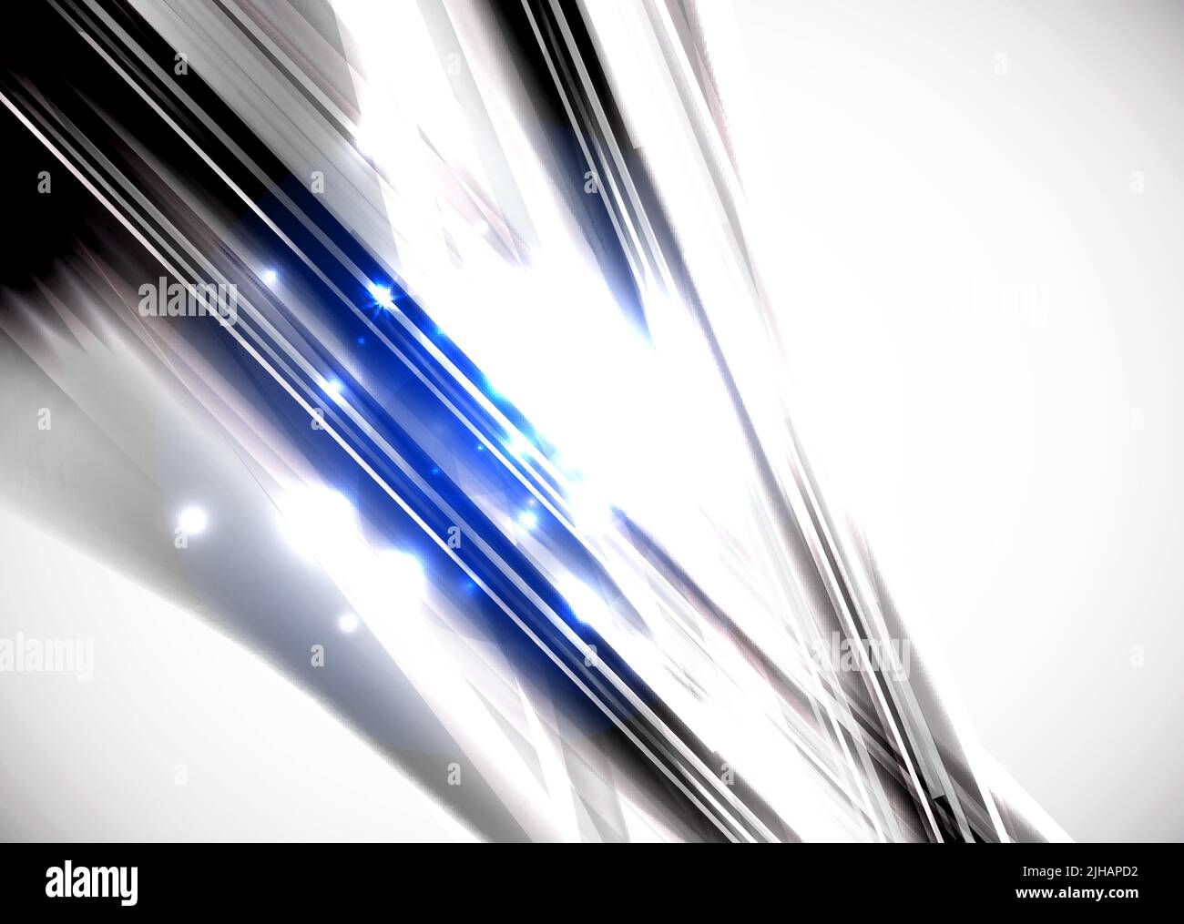 Grayscale abstract geometric line background with blue sparkling Stock Vector