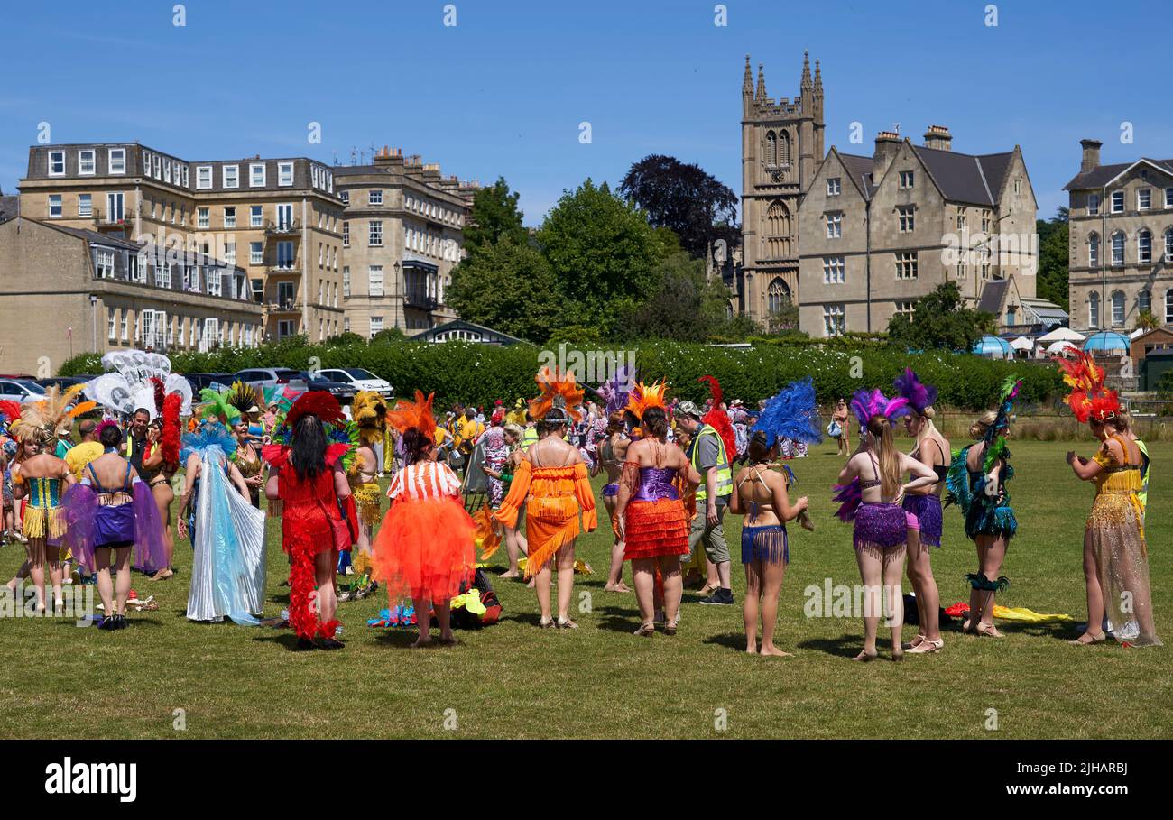 Annual carnival returns to the streets of the historic city of Bath in Somerset. Stock Photo