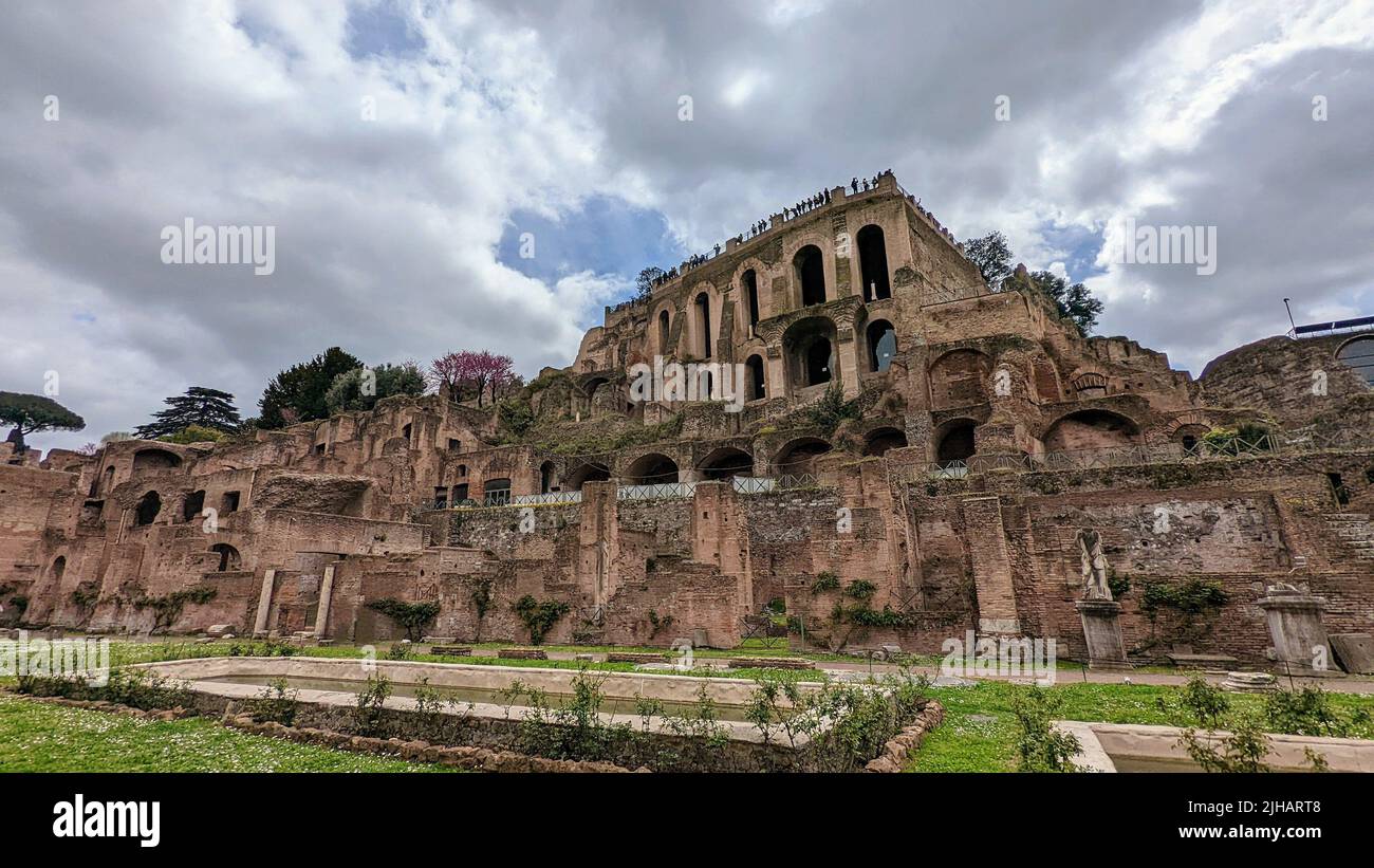 The Tiberius Palace in the Roman Forum, Italy Stock Photo Alamy