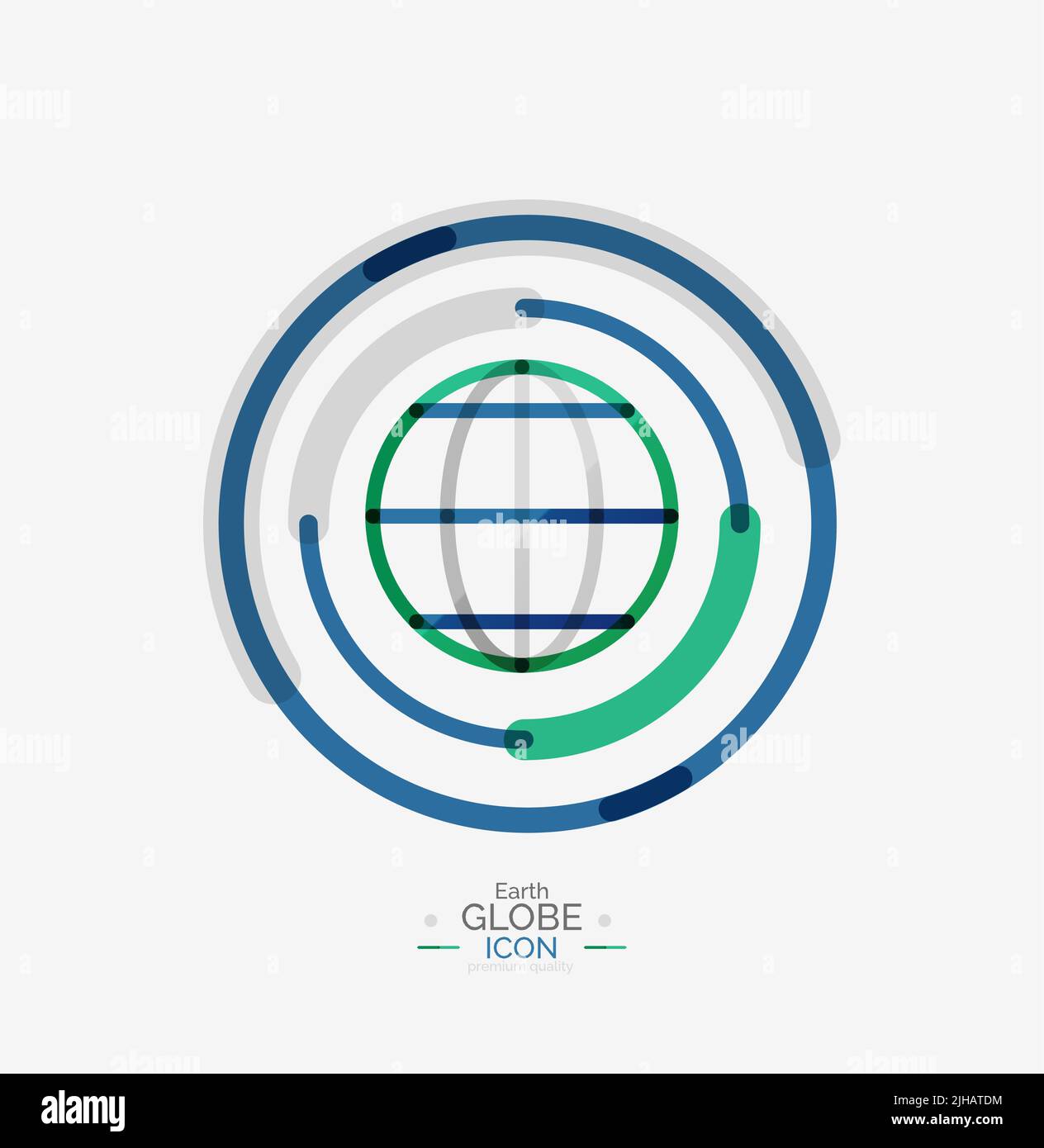 World globe logo stamp, minimal line design concept Stock Vector