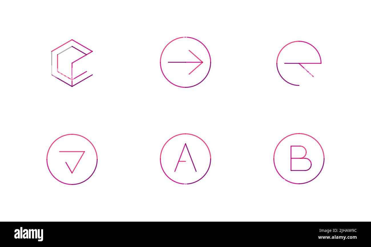 Logo set thin line clean style - business icons, branding emblems Stock ...