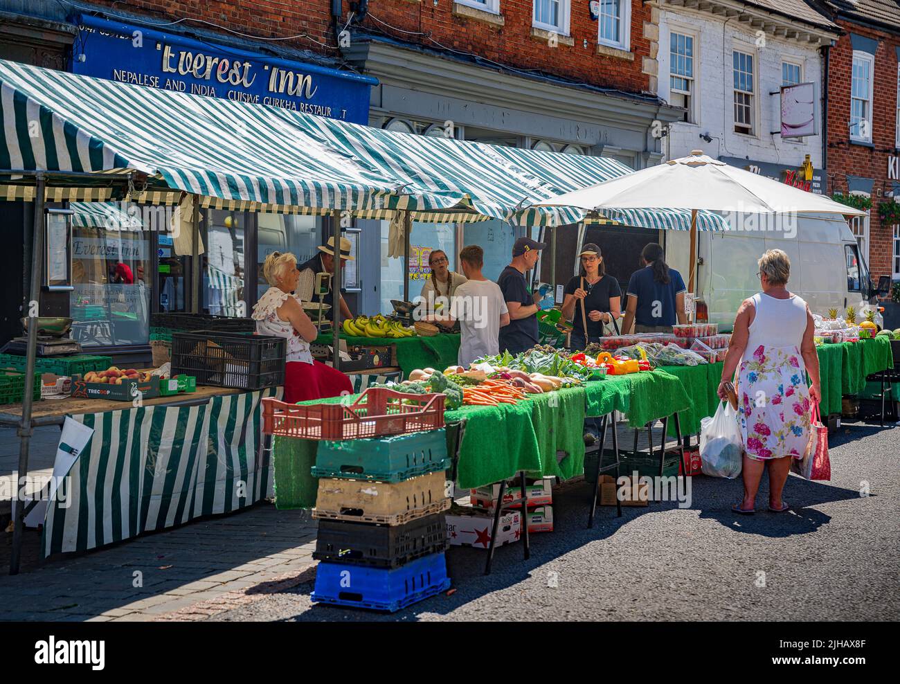 Westgate, Grantham, Lincolnshire, UK Street Market held in the town