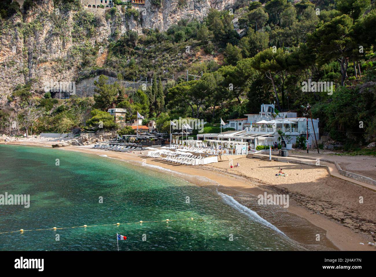 Mala Beach club in the Cote d'Azur near Cap d'Ail Stock Photo