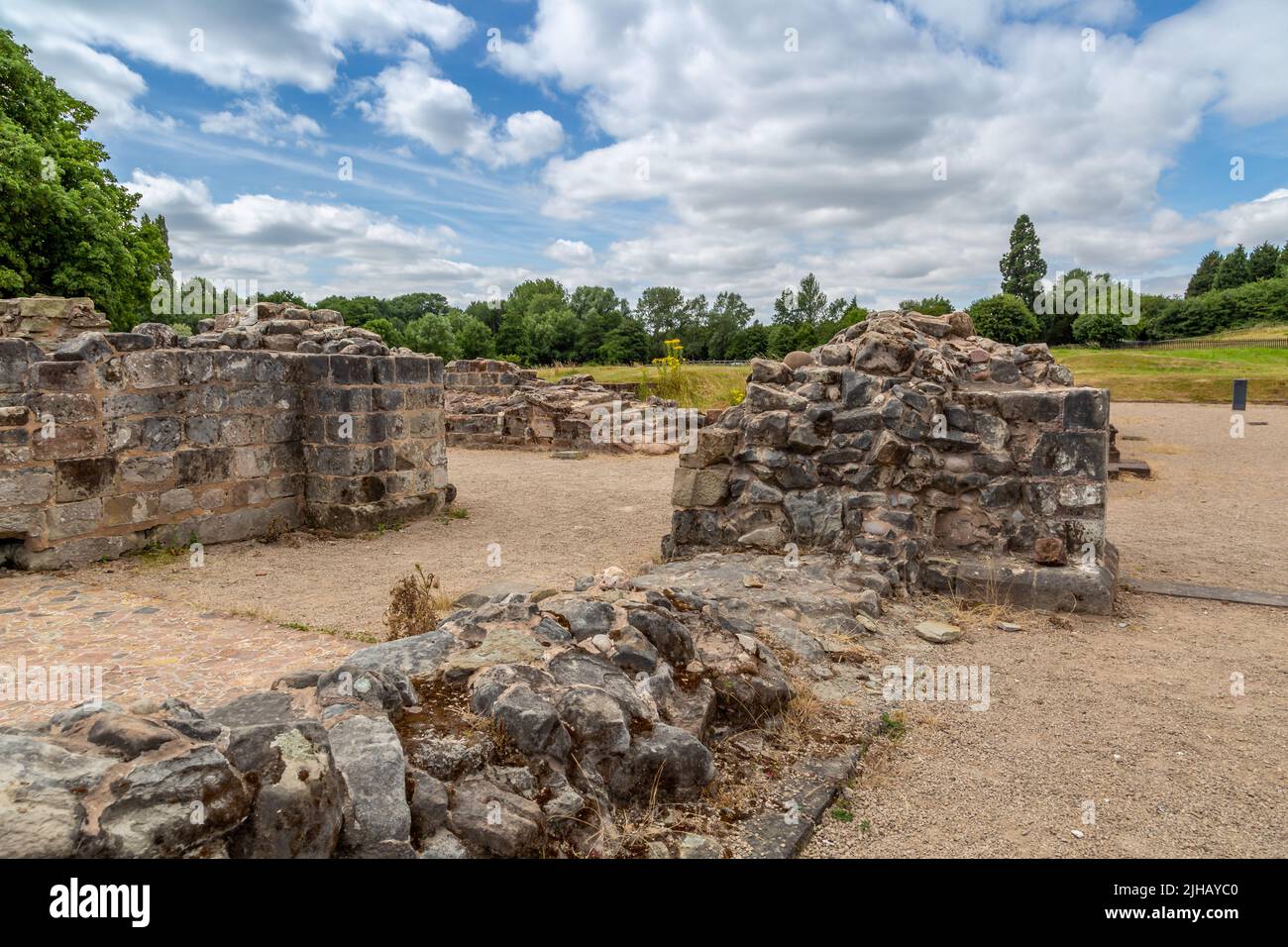 Ruins of 12 Century Bordesley Abbey in Redditch, Worcestershire