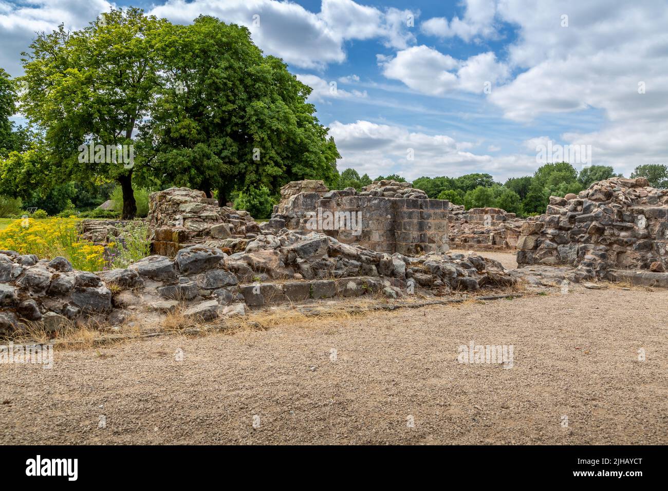 Ruins of 12 Century Bordesley Abbey in Redditch, Worcestershire