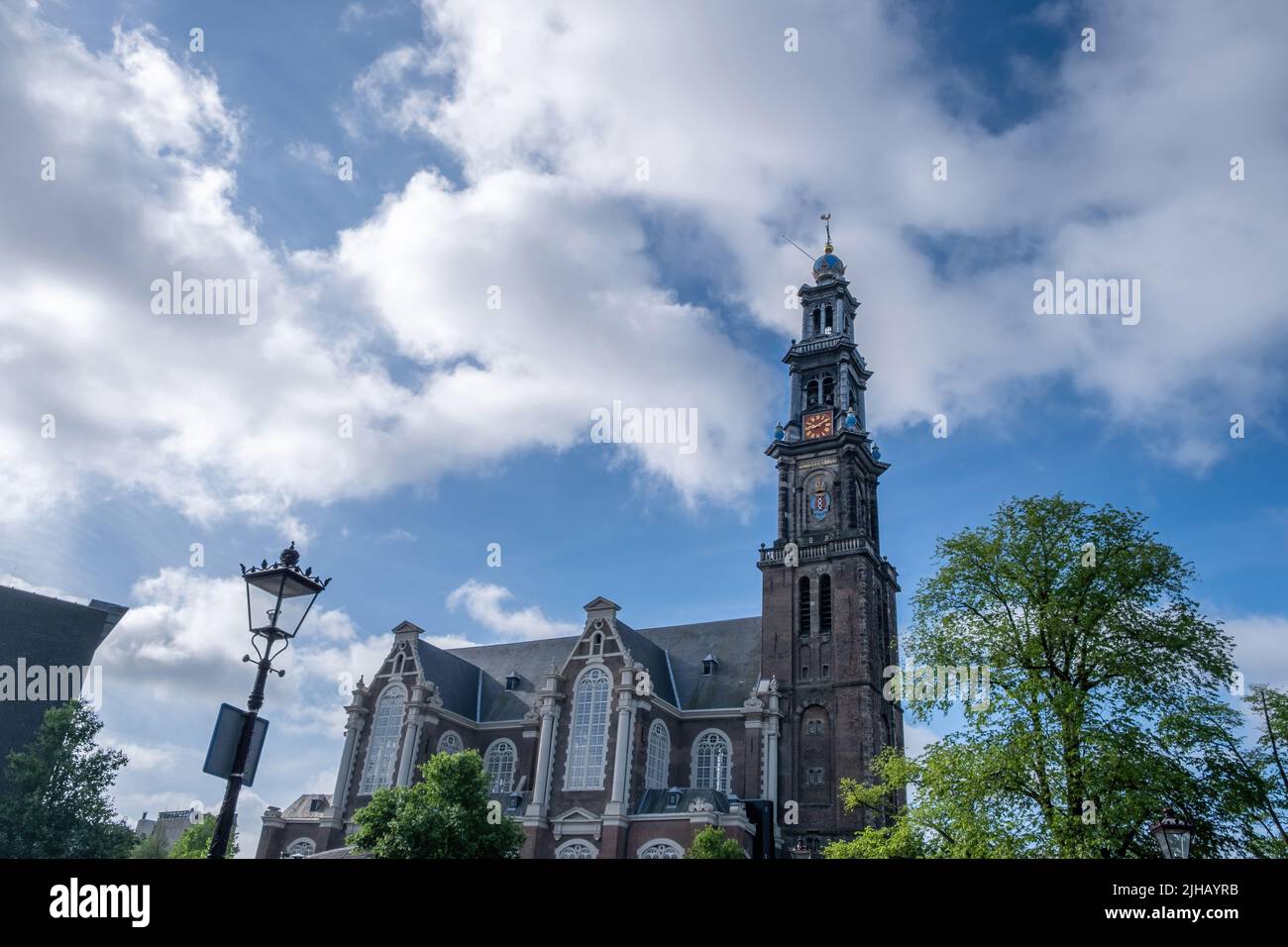 Westerkerk Church, Amsterdam. Reformed church within Dutch Protestant Calvinism, renaissance building with high belfry, Holland Netherlands. Stock Photo