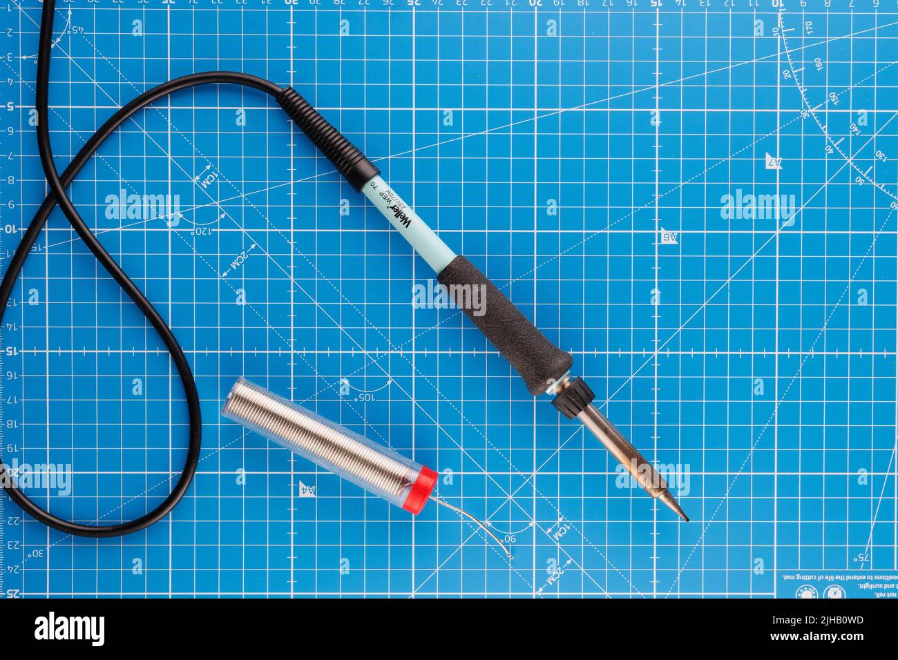 Weller Soldering iron with solder flat lay Stock Photo Alamy