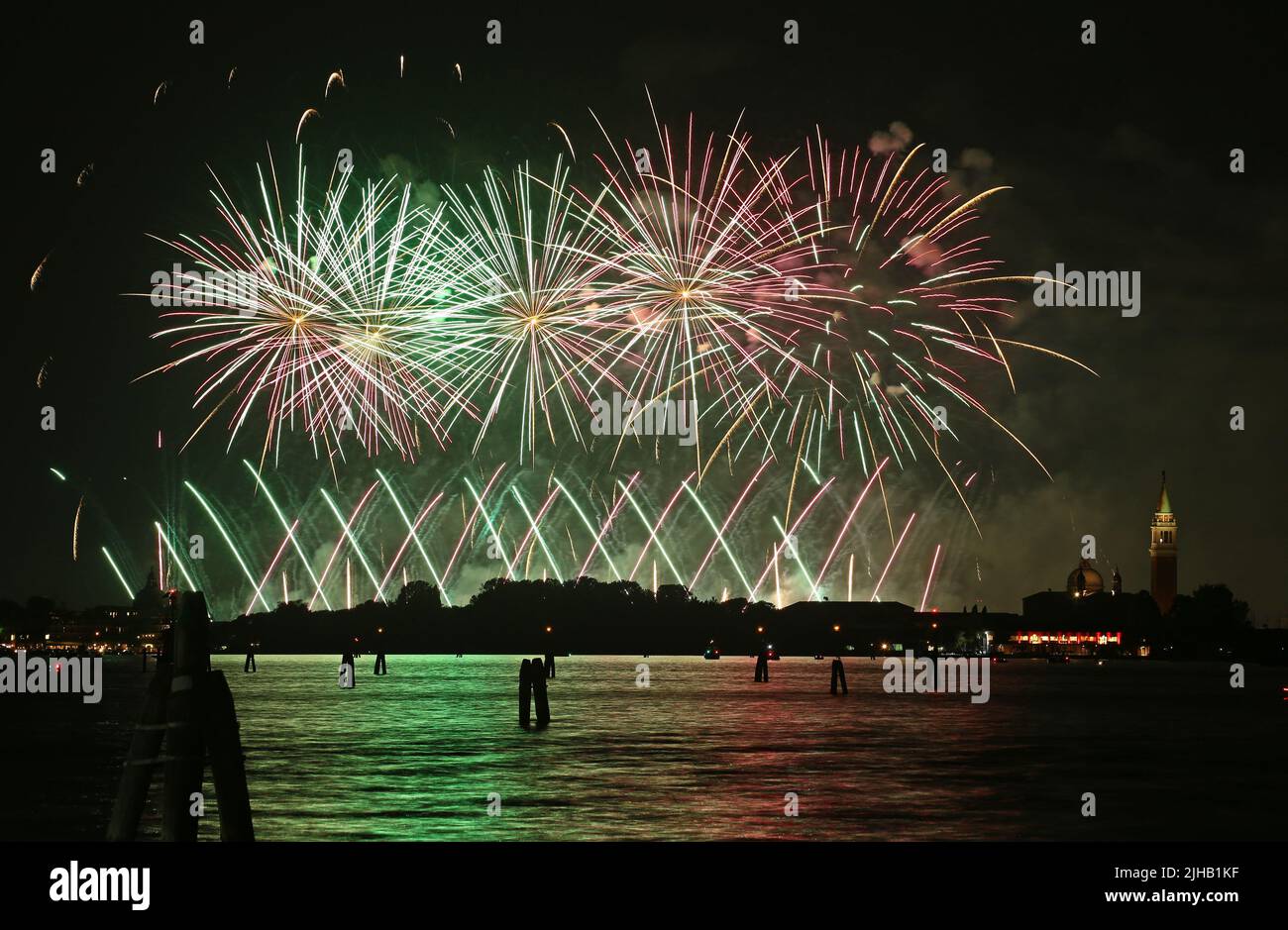 Venice, Italy: Fireworks during the Redentore festivity in the 16 July 2022 Stock Photo
