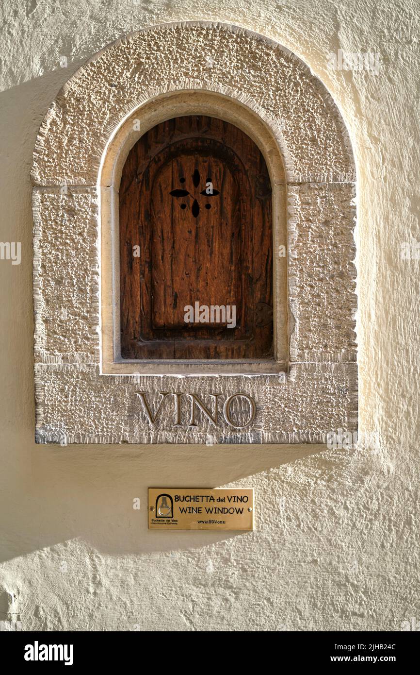 Historic Wine Window or Buchetta del Vino in Florence Italy Stock Photo