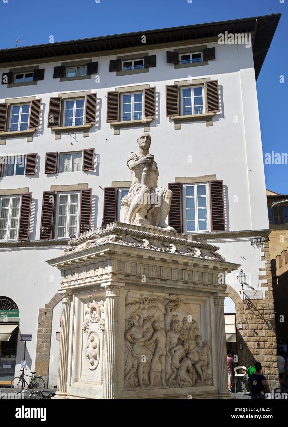 Statue of Giovanni dalle Bande Nere Medici in Piazza di San Lorenzo Florence Italy Stock Photo