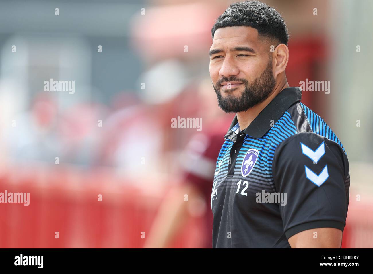 Kelepi Tanginoa #12 of Wakefield Trinity arrives at the Sewell Group Craven Park in, on 7/17/2022. (Photo by David Greaves Photos/ Via/News Images/Sipa USA) Credit: Sipa USA/Alamy Live News Stock Photo