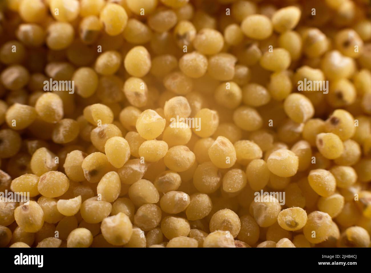 Millet groats in extreme closeup. Top view Stock Photo Alamy