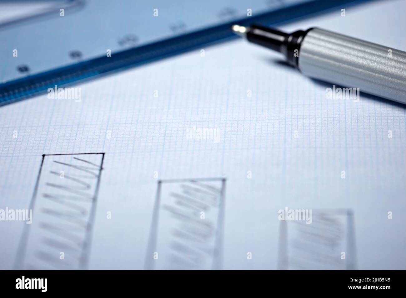 business finance pencil graph chart office Stock Photo Alamy