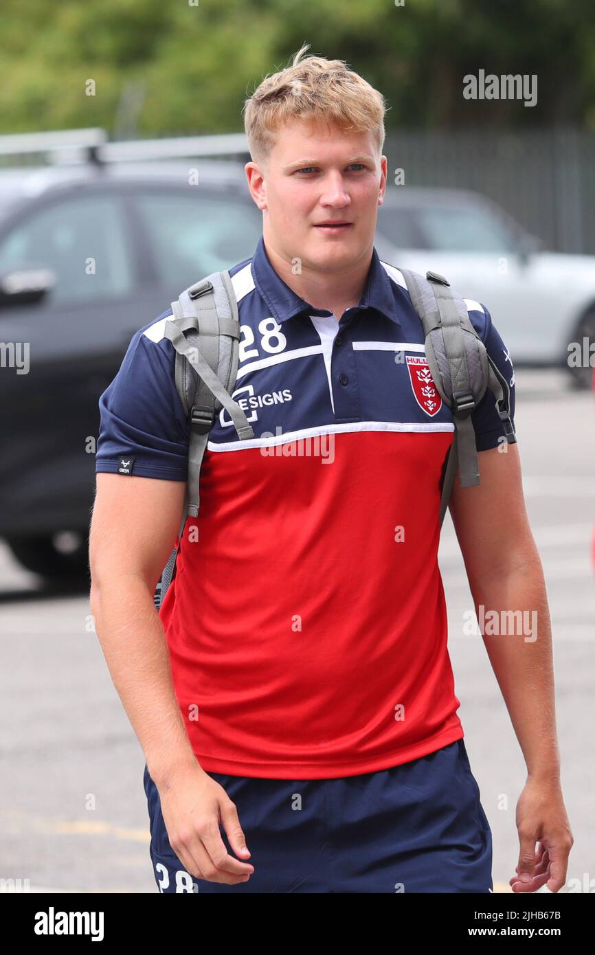 Will Tate #28 of Hull KR arrives at Sewell Group Craven Park Stadium in ,  on 7/17/2022. (Photo by David Greaves Photos/ Via/News Images/Sipa USA) Stock Photo