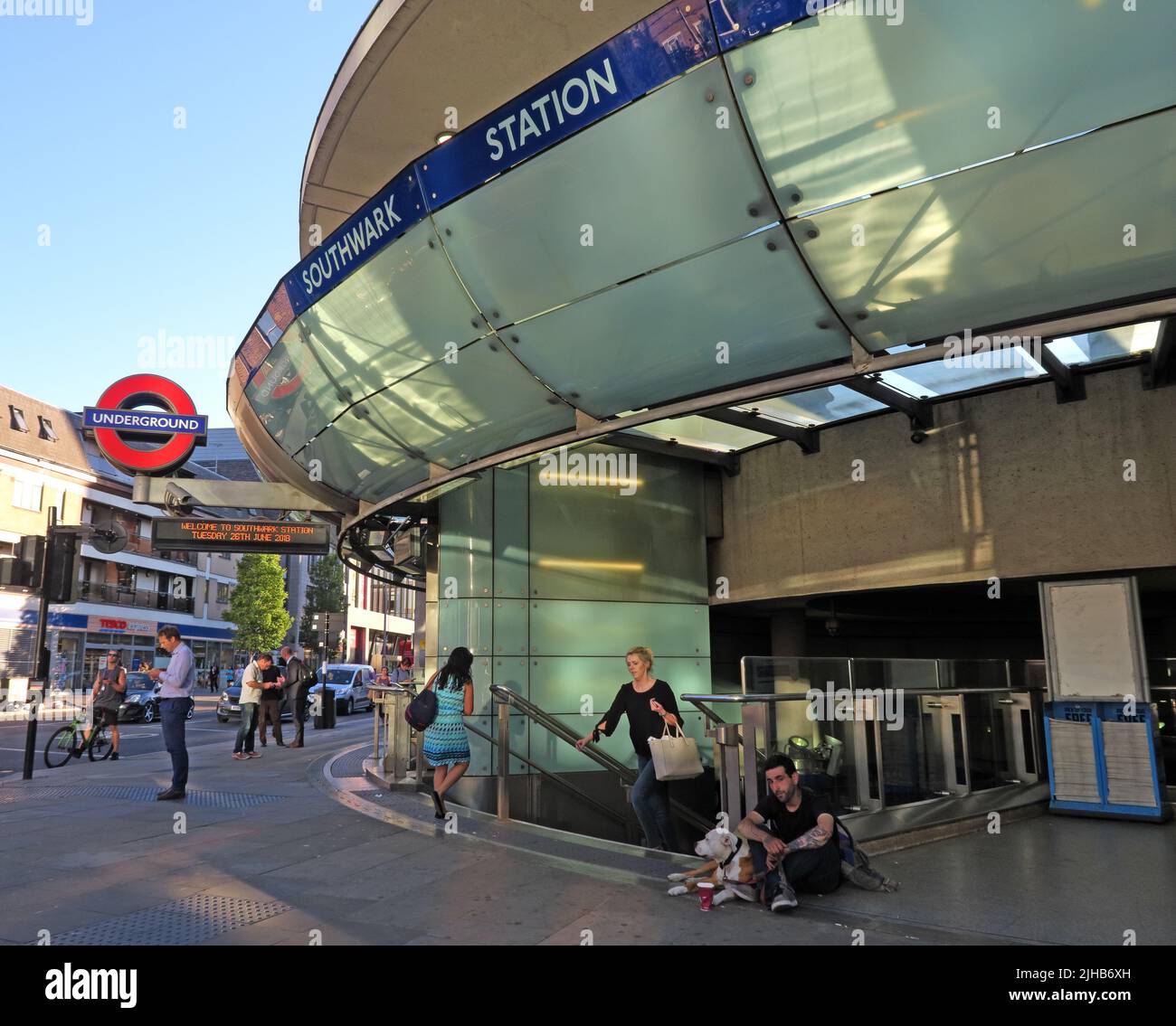 Southwark tube station, London Underground Transport, south London, integrated city centre transport, England, UK Stock Photo