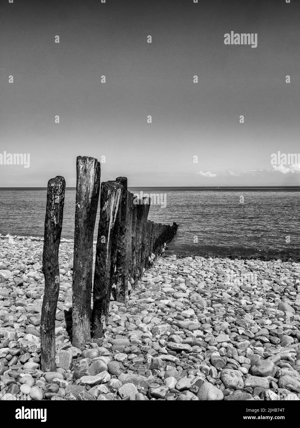 Sea groynes B&W Stock Photo - Alamy