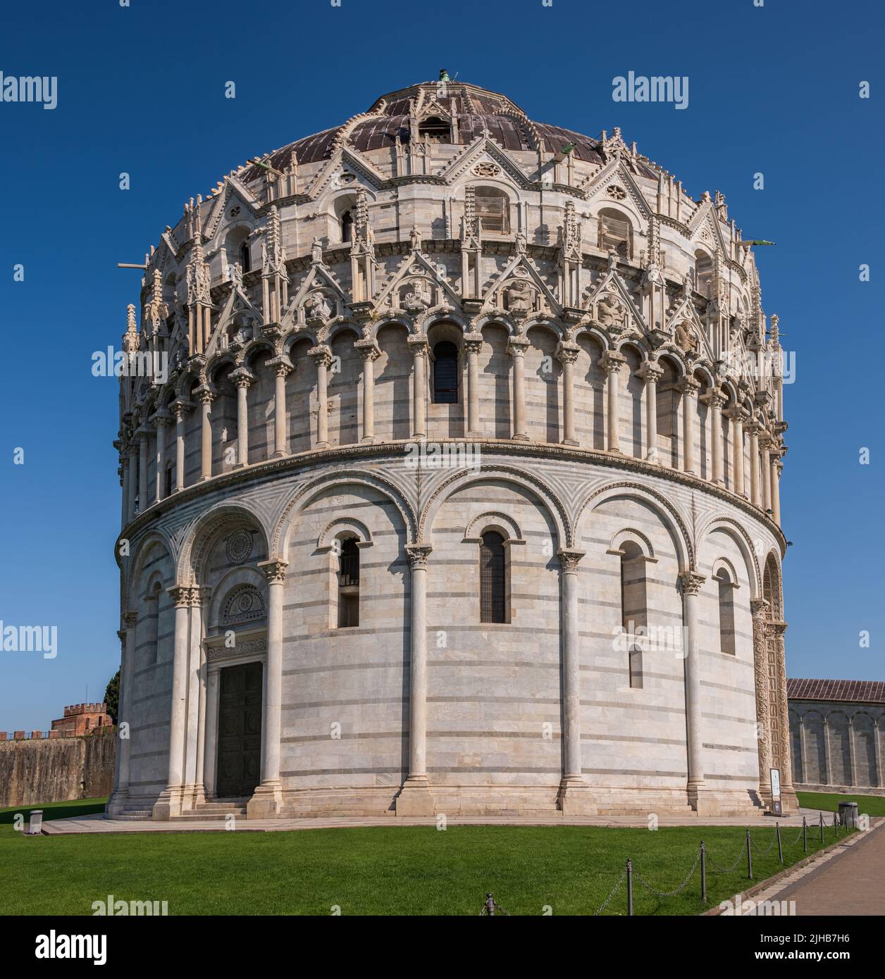 The Baptistery In Pisa In The Piazza Dei Miracoli Stock Photo