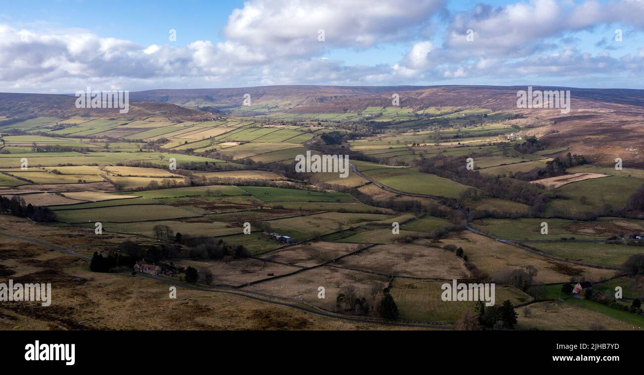 Westerdale from the Air, North York Moors National Park, England Stock Photo