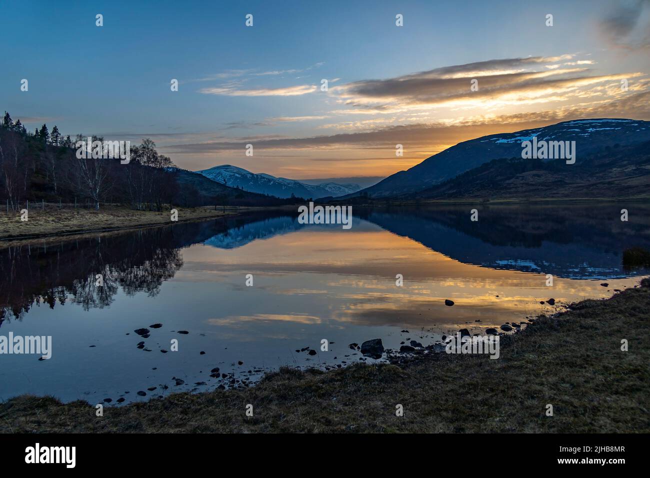 Loch Carrie, Glen Cannich, Highlands, Scotland at Sunset Stock Photo