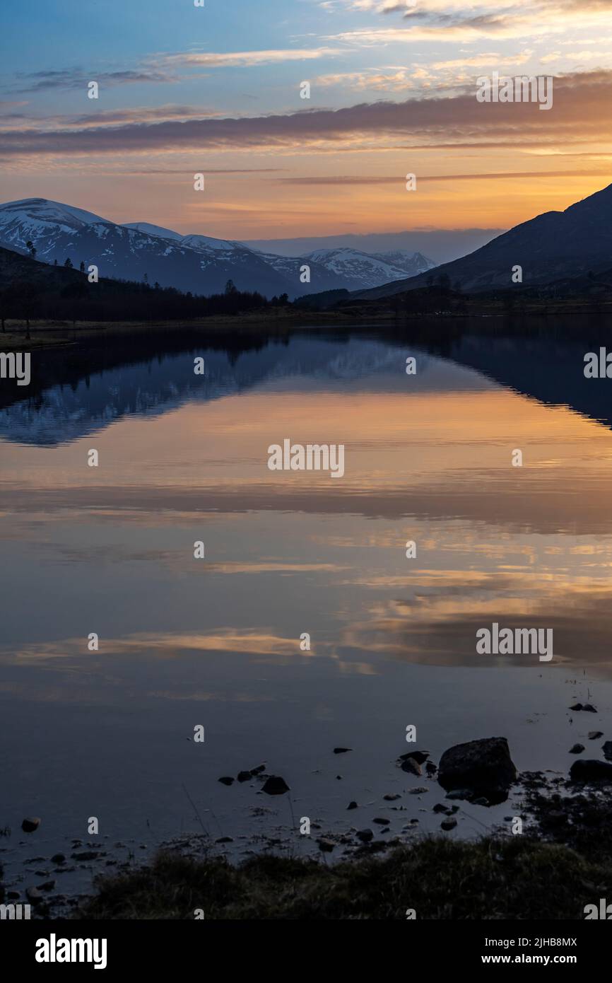 Loch Carrie, Glen Cannich, Highlands, Scotland at Sunset Stock Photo