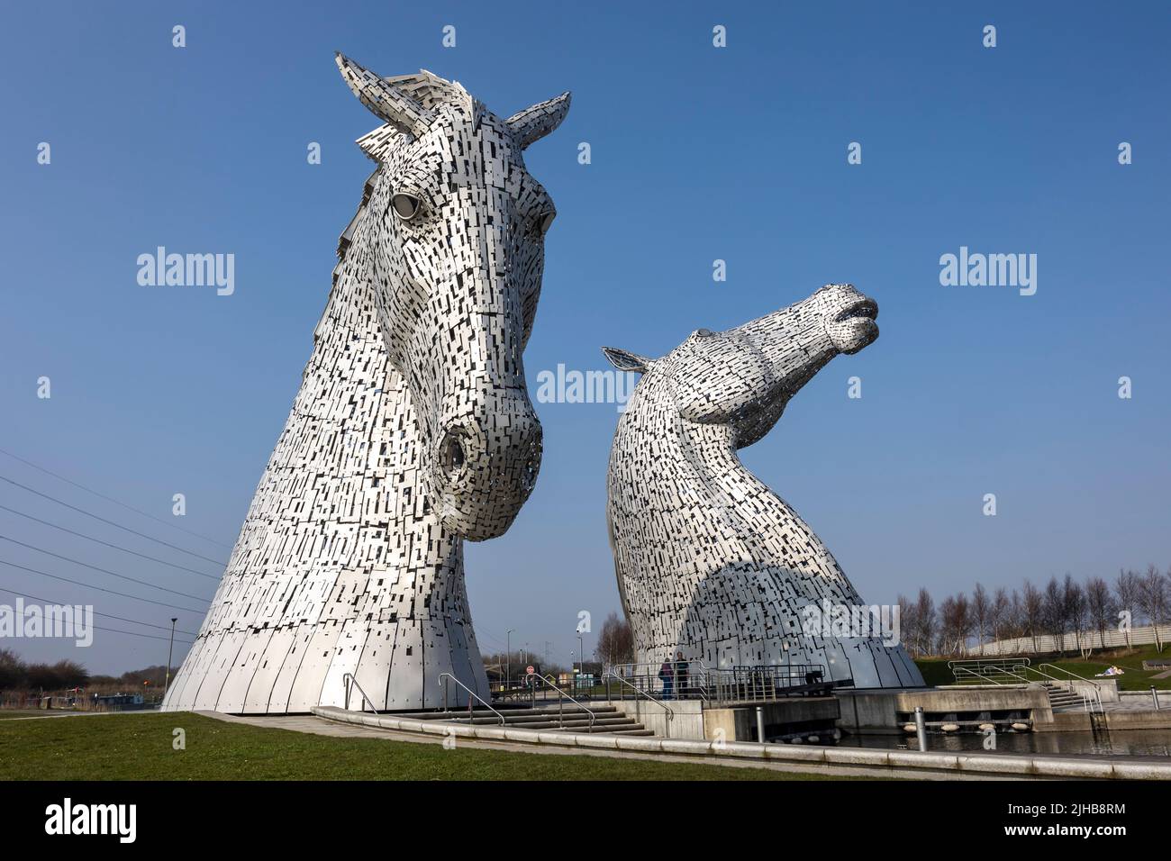 The Kelpies located alongside the Forth and Clyde Canal, The Helix Project, Falkirk, Scotland Stock Photo