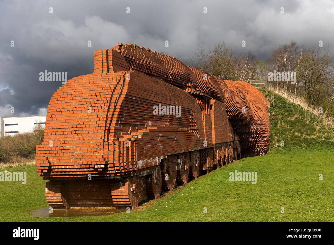 The Brick Train by David Mach is a brick sculpture located on the outskirts of the town of Darlington Stock Photo