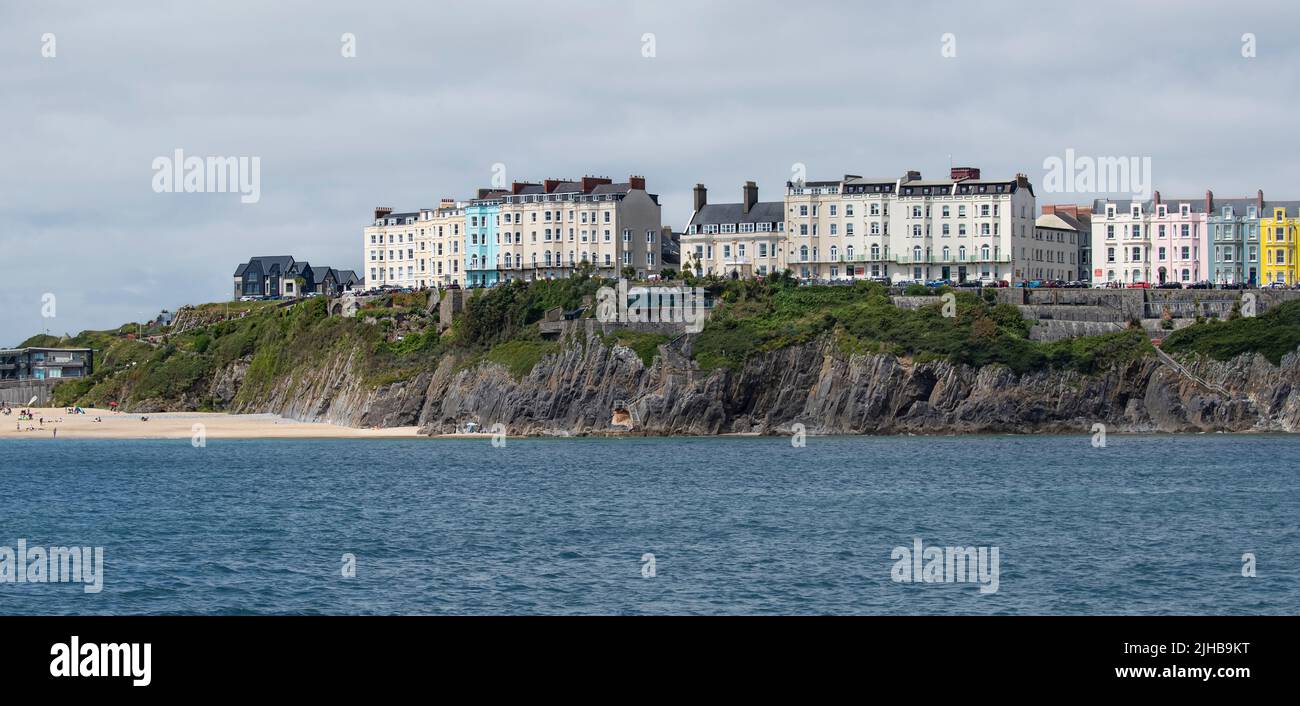 Tenby seaside resort Wales - view from the sea Stock Photo