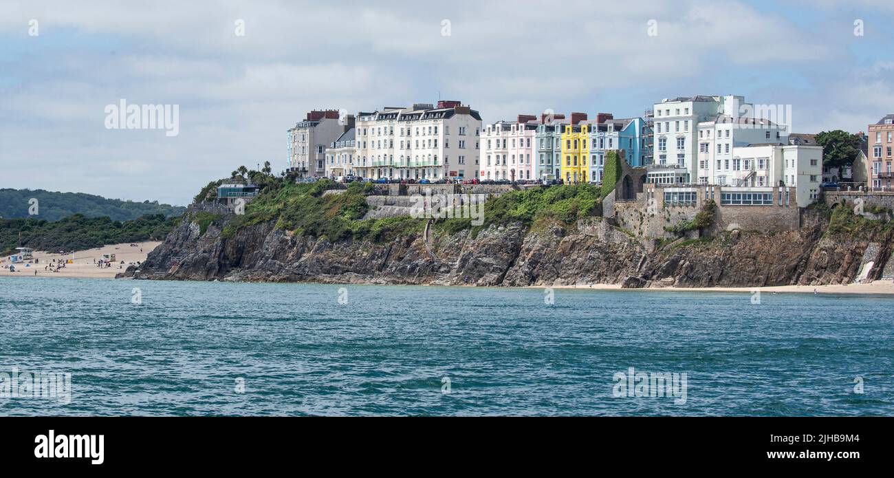 Hotels on The Esplanada at Tenby in Wales Stock Photo