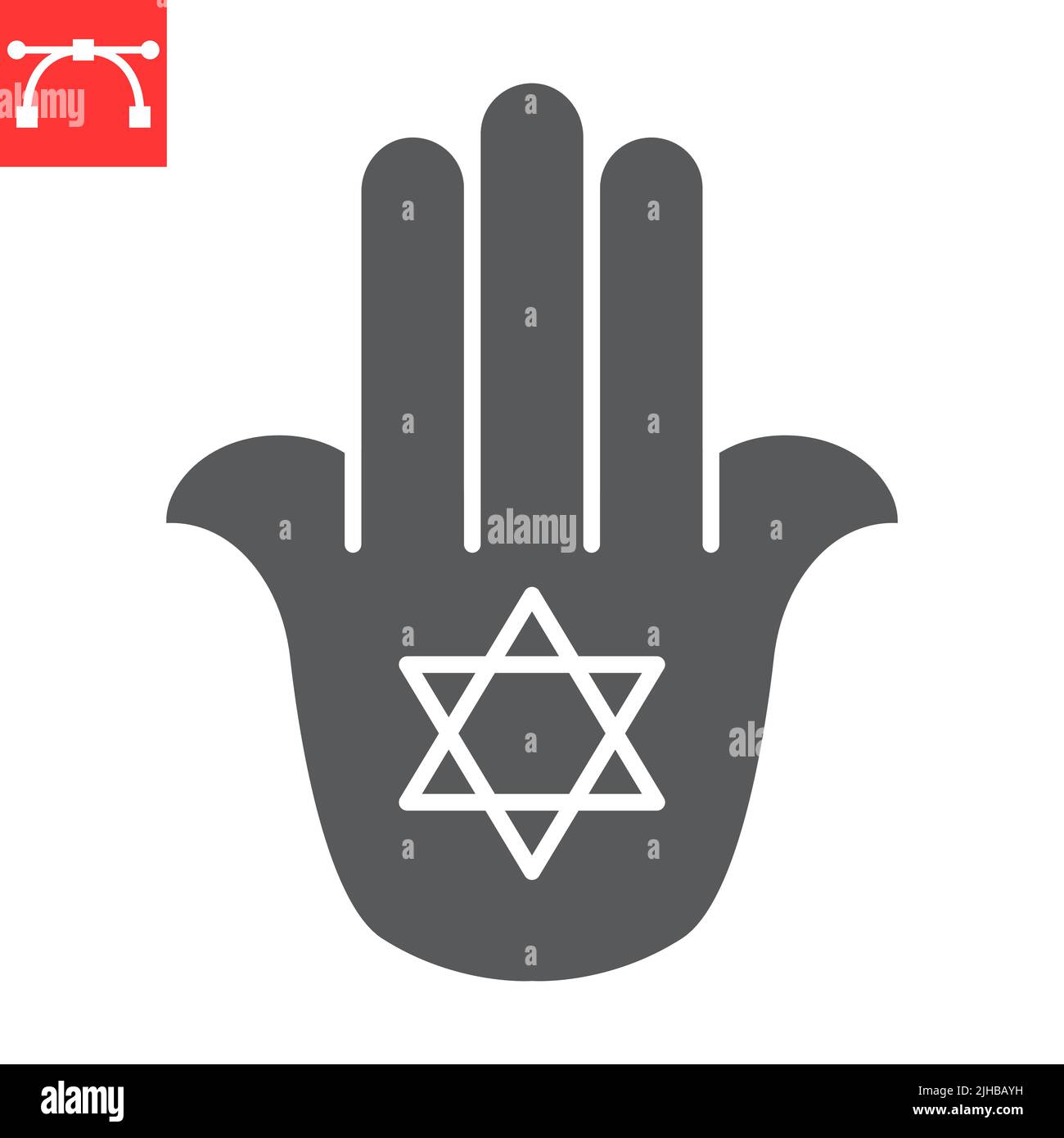 Jewish hamsa glyph icon, hanukkah and talisman, hamesh hand vector icon ...