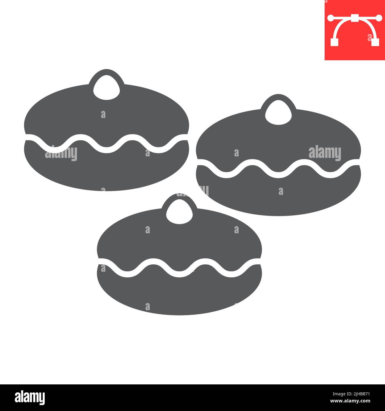Sufganiyah glyph icon, bakery and sufganiyot, hanukkah doughnut vector icon, vector graphics, editable stroke solid sign, eps 10. Stock Vector