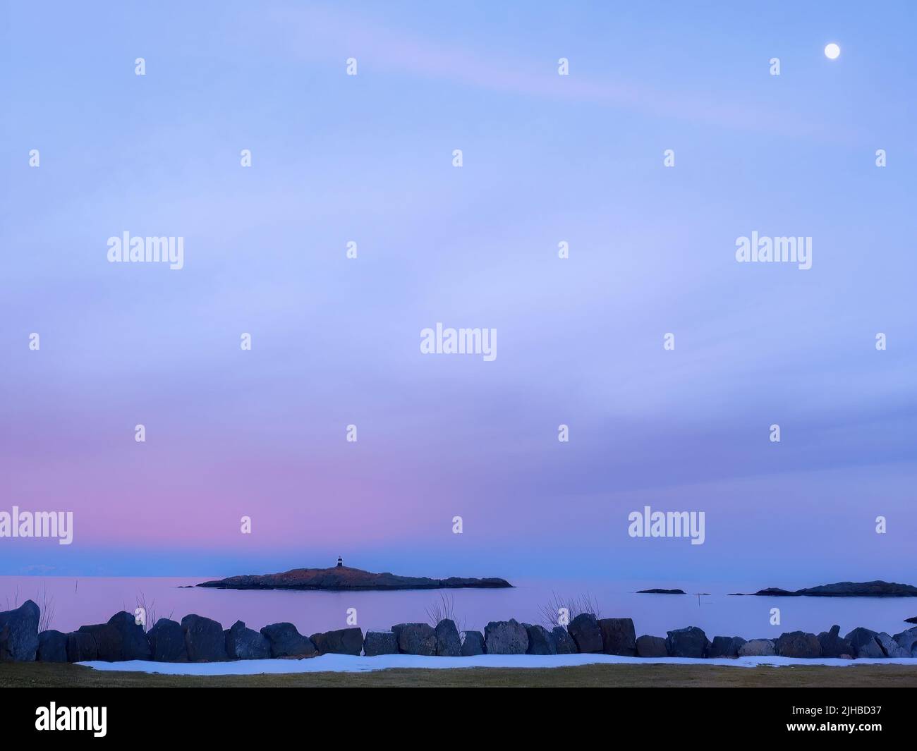 Blurry Pastel color sky, romantic mood in the evening dawn of Arctic Circle zone Stock Photo