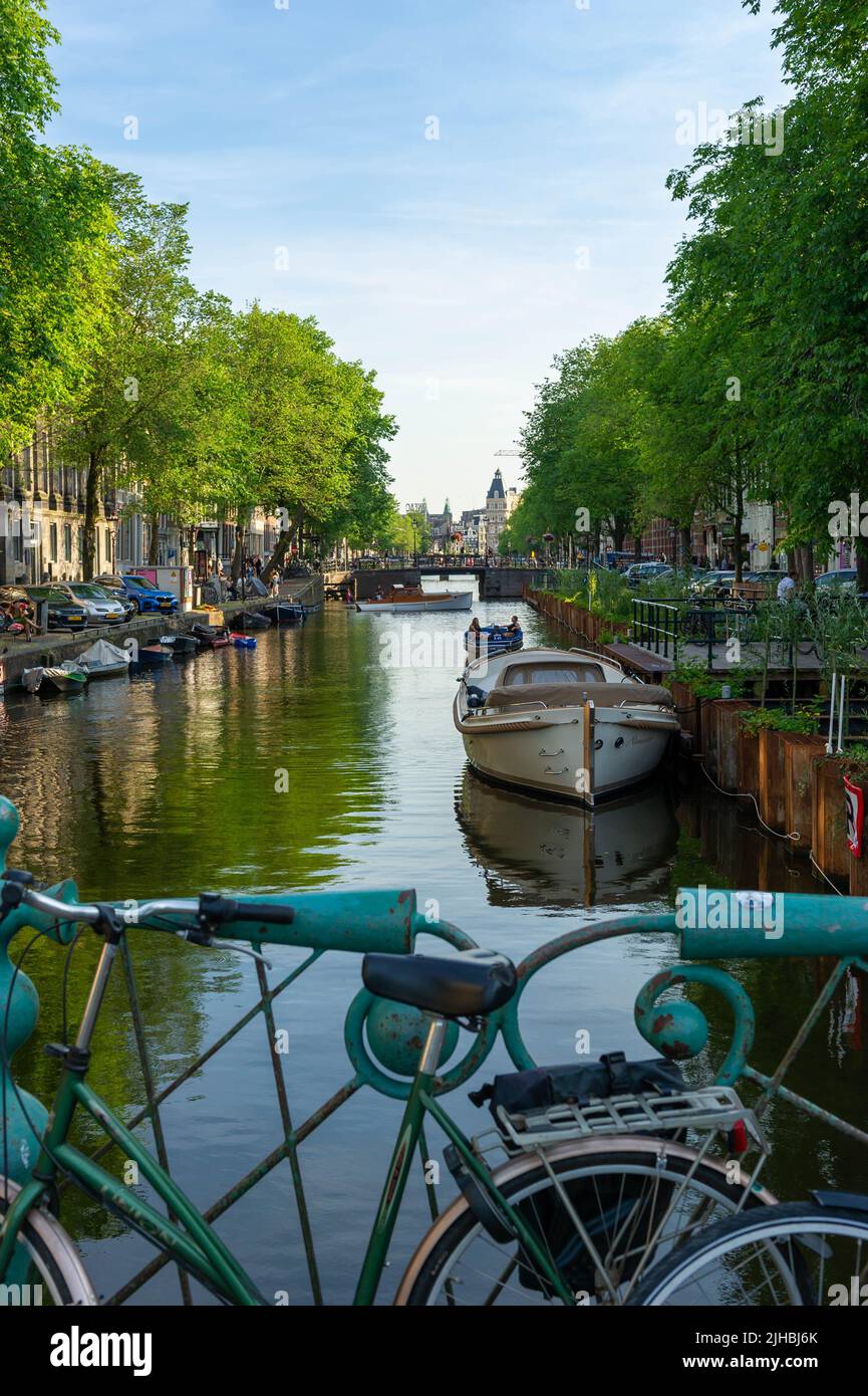 Amsterdam Canal at Sunset Stock Photo Alamy
